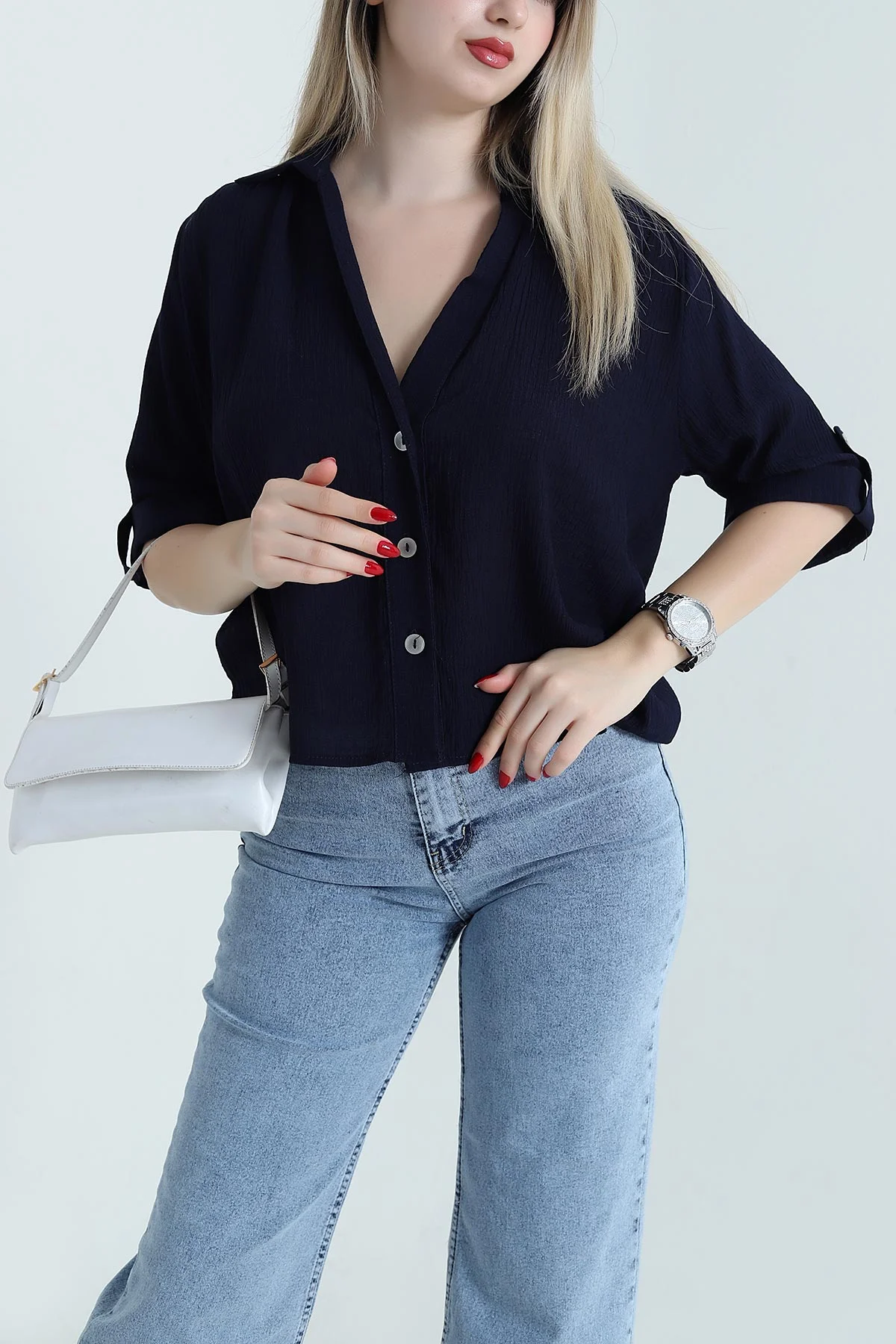 Lacivert Yeni Sezon Kadın Gömlek 467228