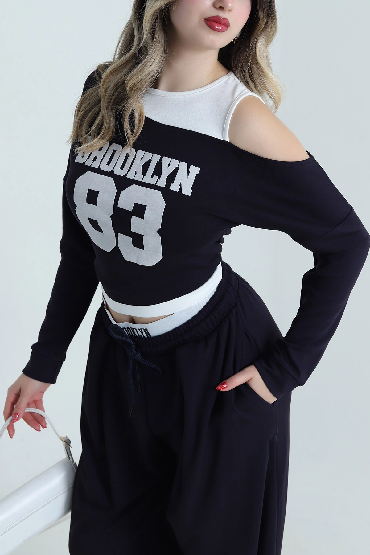 Lacivert Yeni Sezon Modal Kadın İkili Takım 499423