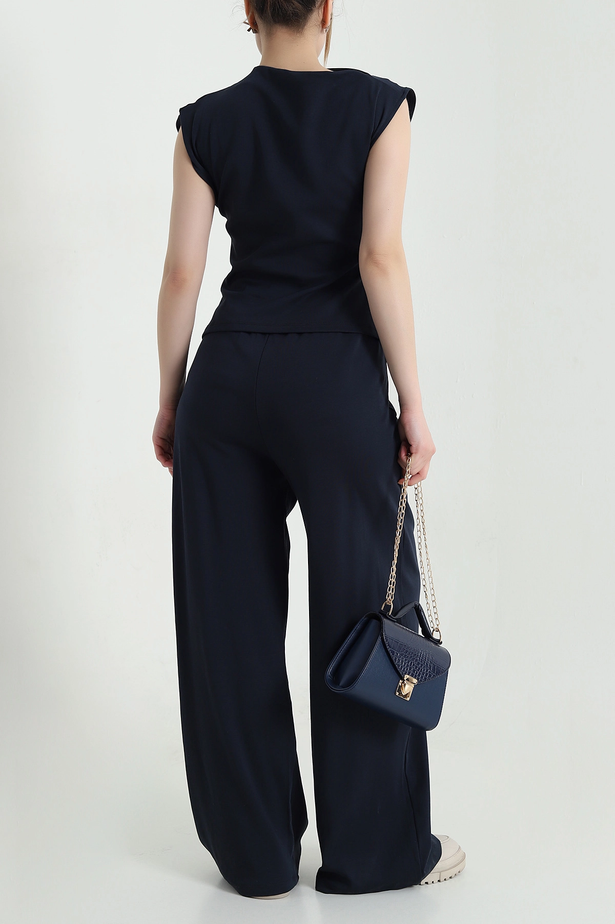 Lacivert Yeni Sezon Pantolon Bluz Kadın İkili Takım 451015