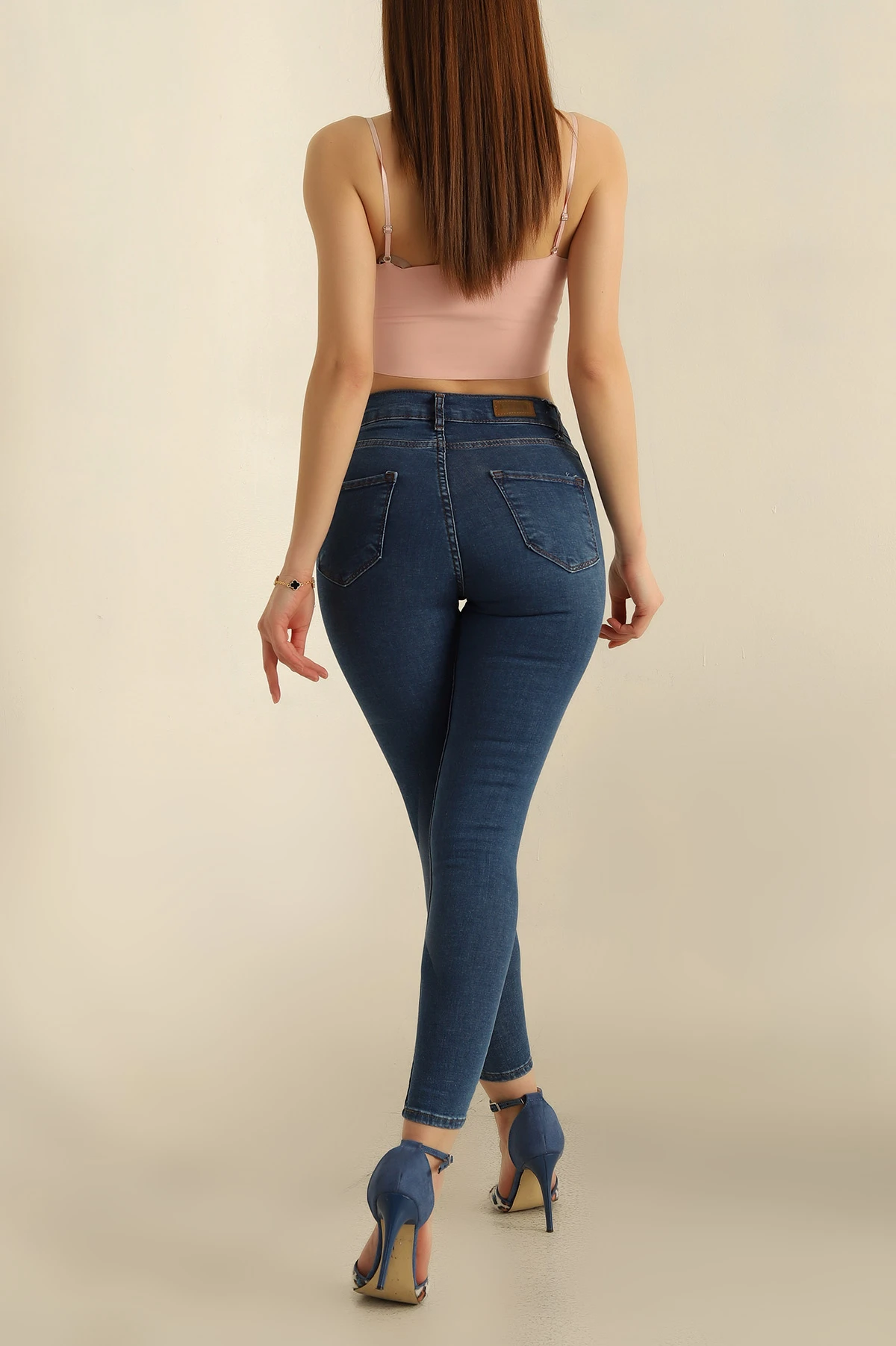 Lacivert Yırtık Likralı Kot Pantolon 259594