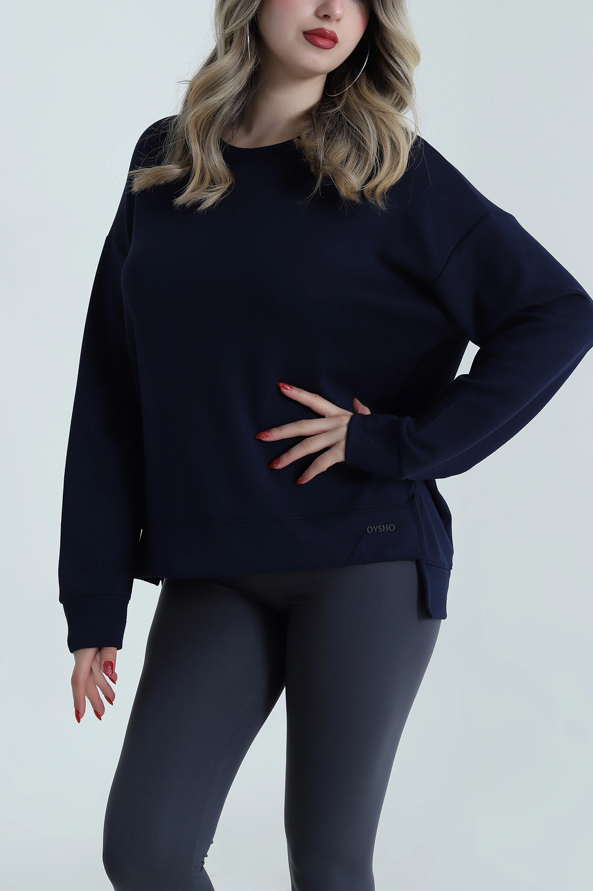 Lacivert Yırtmaçlı Oysho Kadın Sweat 486332