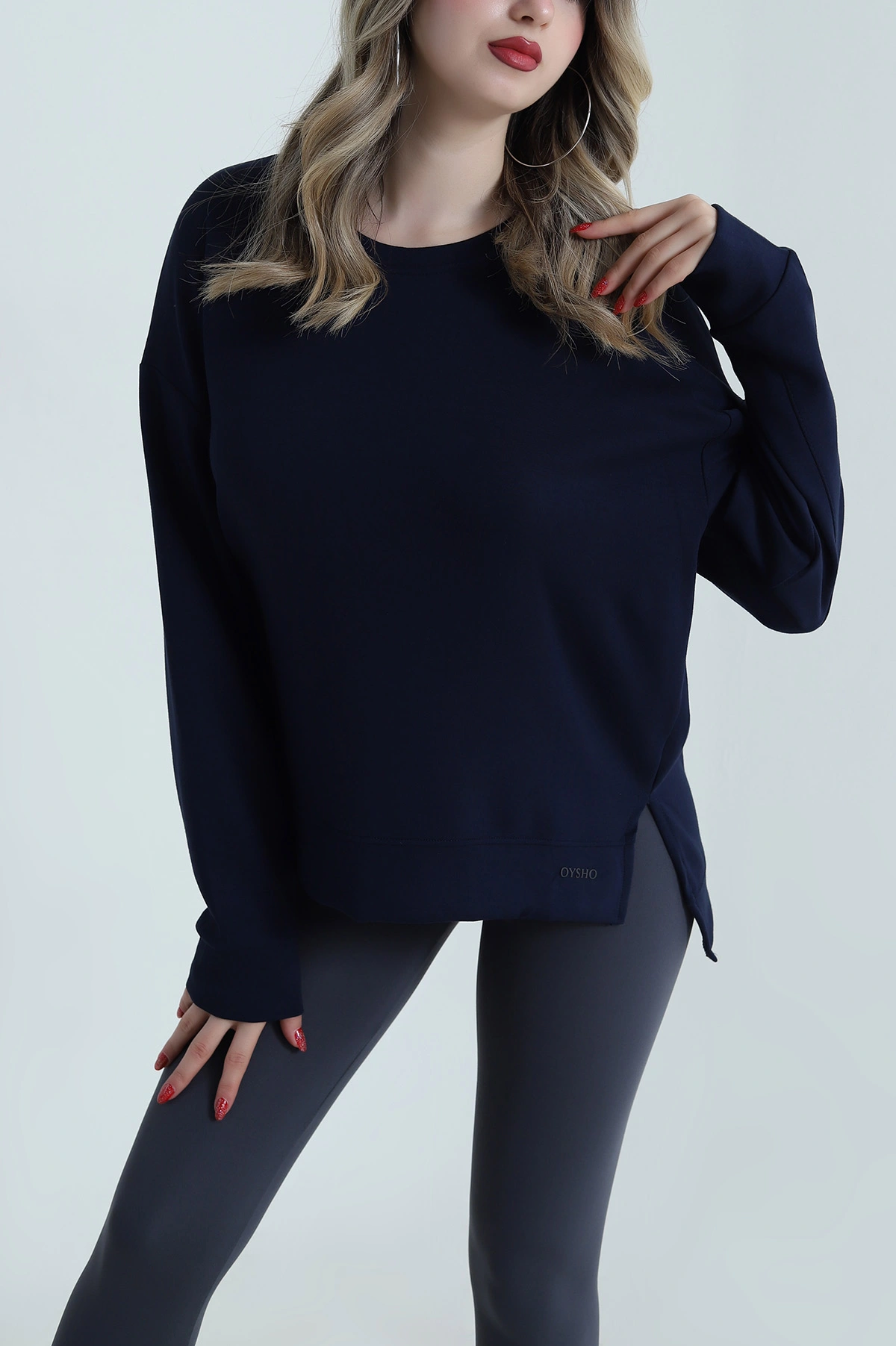 Lacivert Yırtmaçlı Oysho Kadın Sweat 486332