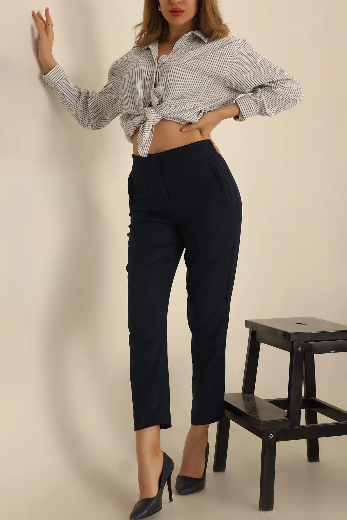 Lacivert Yün Efekt Bayan Pantolon 234229