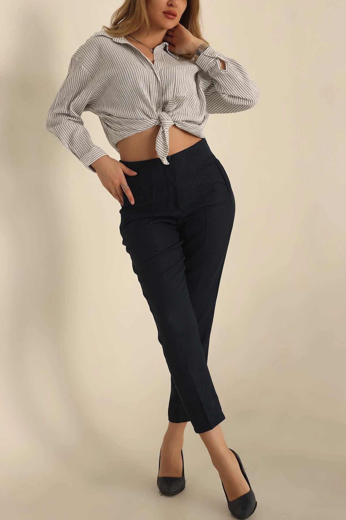 Lacivert Yün Efekt Bayan Pantolon 234229