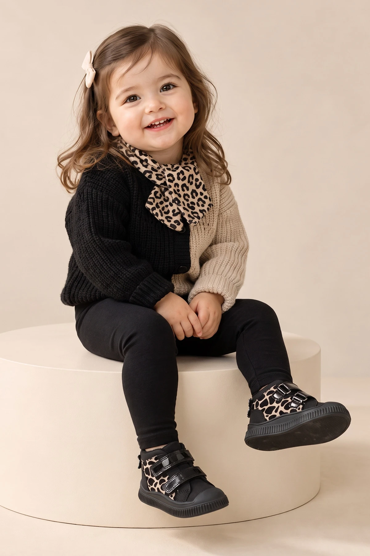 Leopar Desenli ( 22 - 25 ) Cırt Bantlı Kız Bebek Kısa Bot 492655