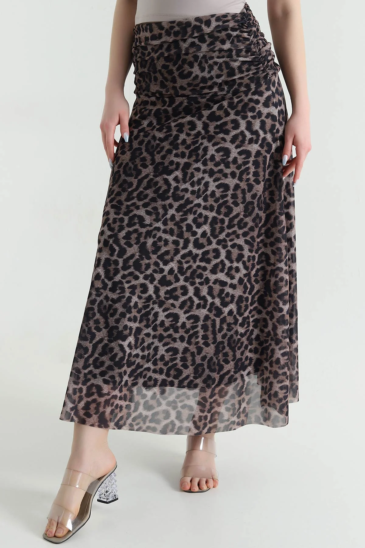 Leopar Desenli Astarlı Kadın Tül Etek 448432