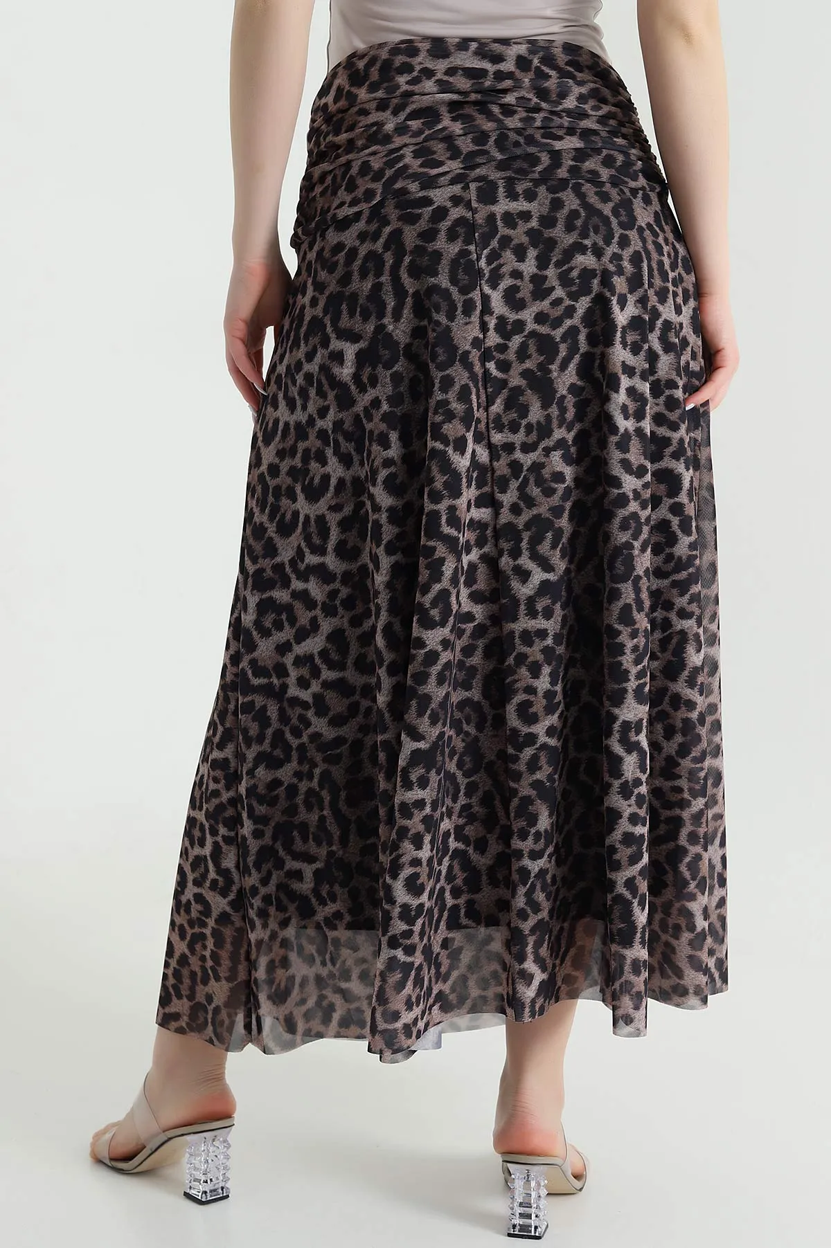 Leopar Desenli Astarlı Kadın Tül Etek 448432