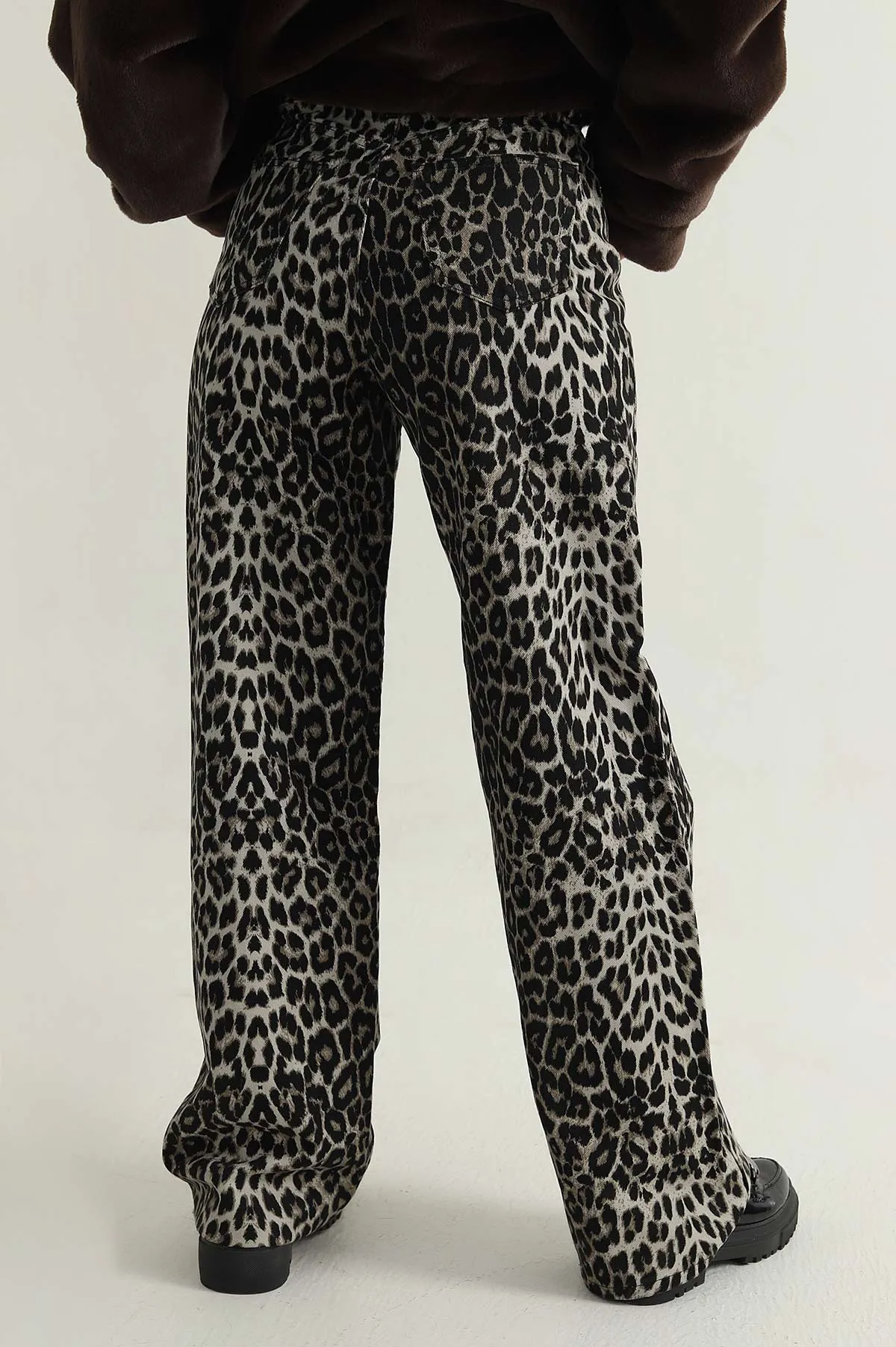 Leopar Desenli Dökümlü Palazzo Kadın Kot Pantolon 412852