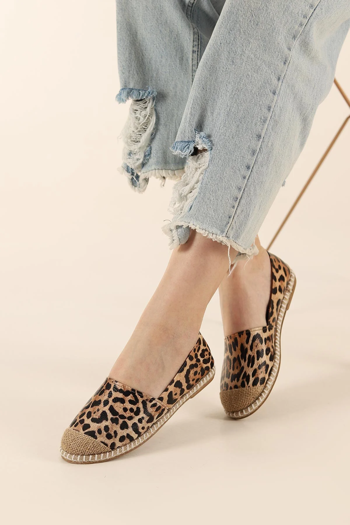 Leopar Desenli Kadın Espadril Ayakkabı 348959