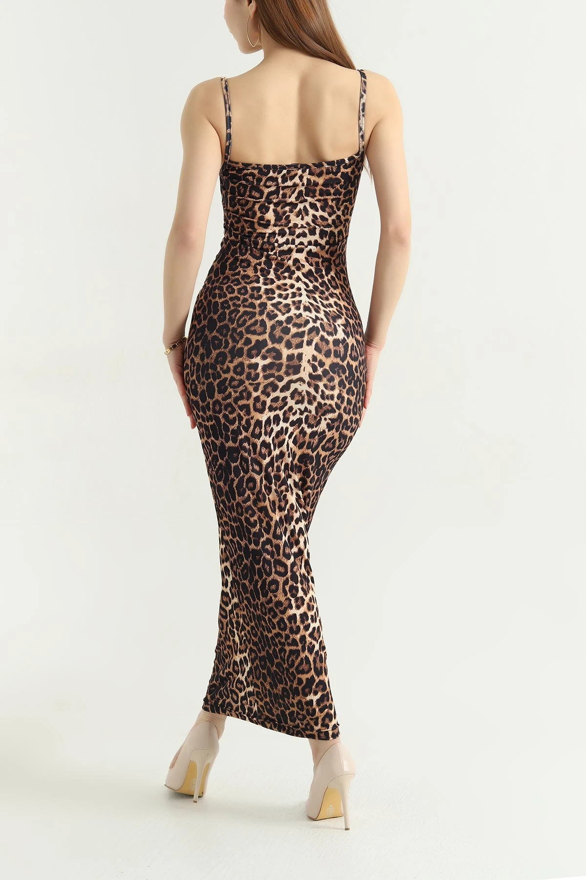 Leopar Desenli Kolsuz Sendy Elbise 341101