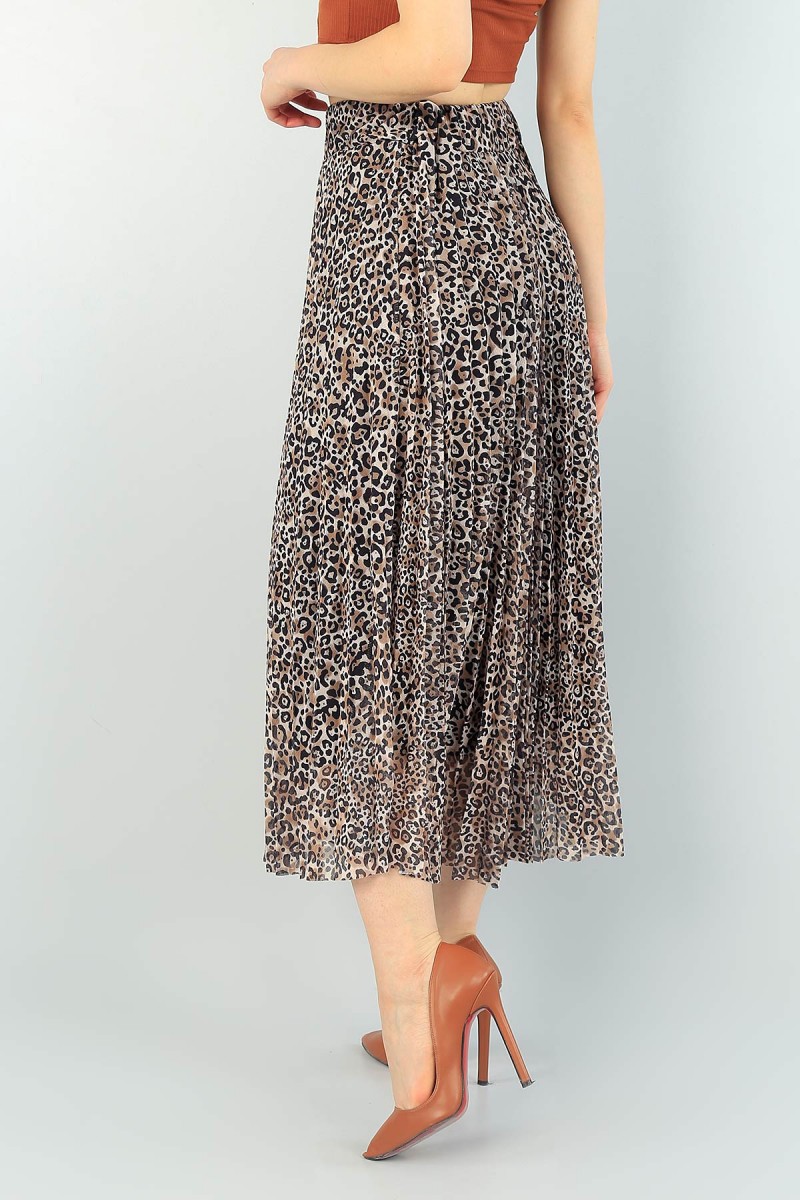 Leopar Desenli Piliseli Astarlı Etek 61606