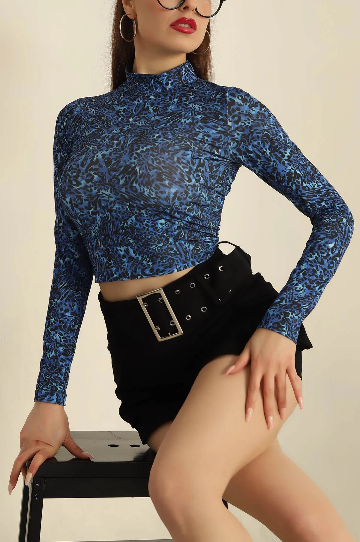 Leopar Desenli Sendy Kumaş Bluz 268449