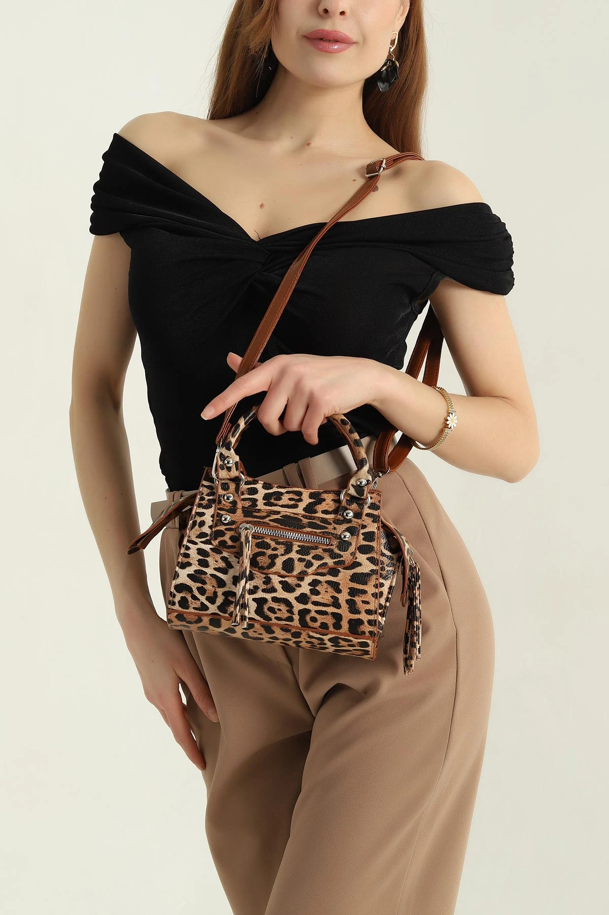 Leopar El ve Omuz Kadın Çantası 352215