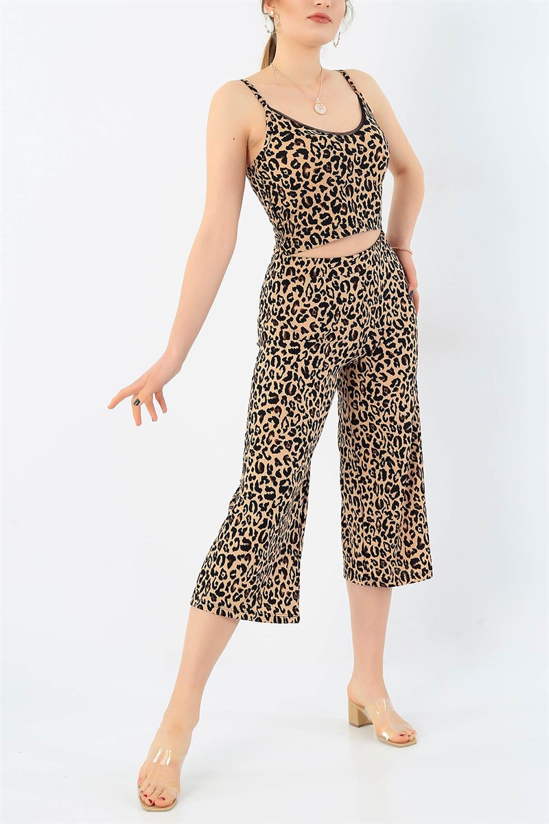 Leopar Kaşkorse Kumaş Askılı İkili Takım 33521