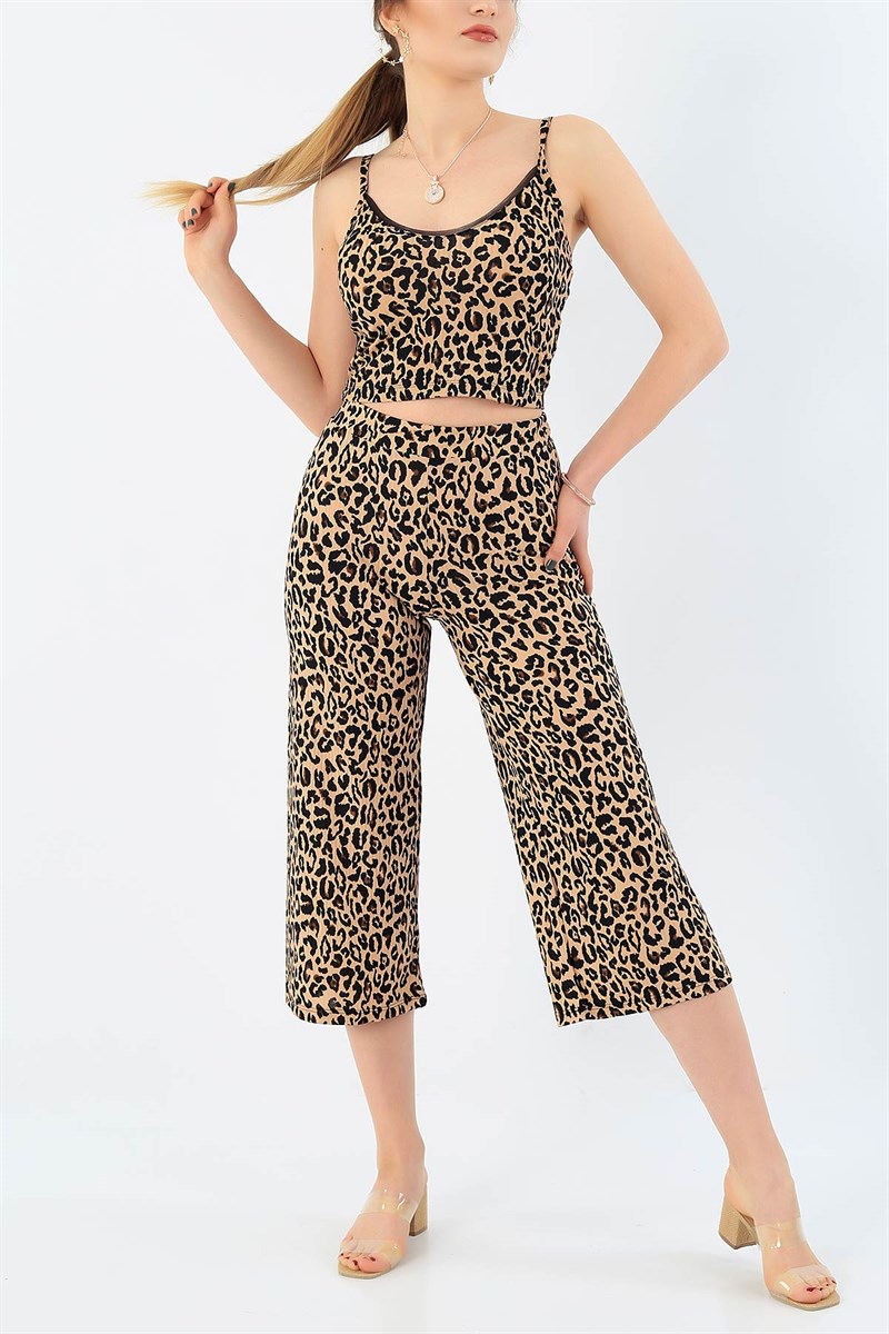 Leopar Kaşkorse Kumaş Askılı İkili Takım 33521
