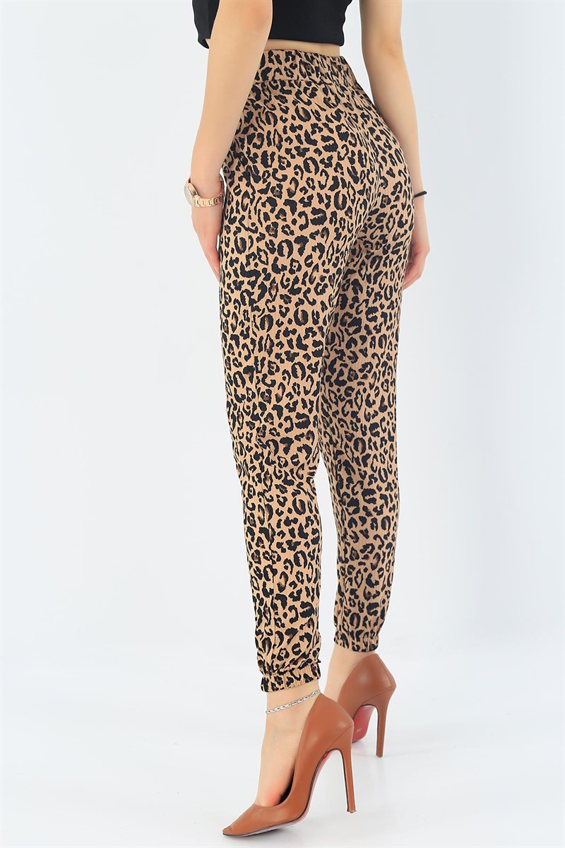 Leopar Paçası Lastikli Kaşkorse Pantolon 34383