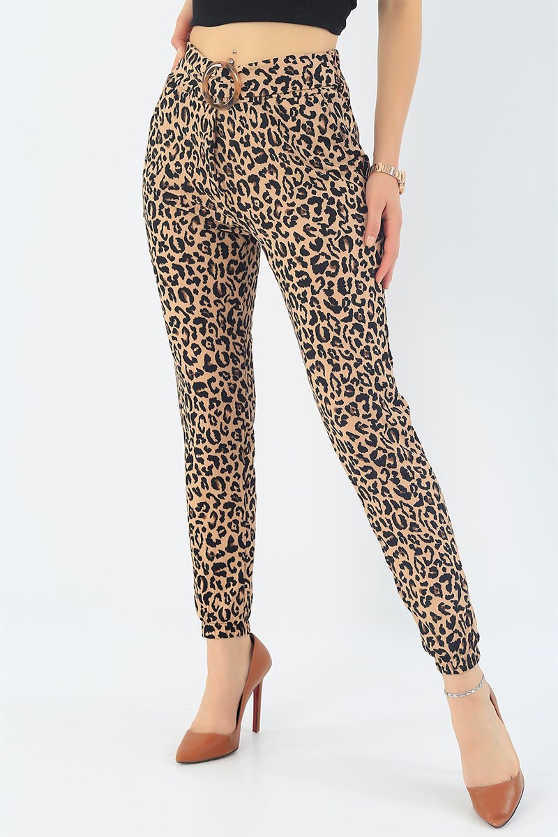 Leopar Paçası Lastikli Kaşkorse Pantolon 34383