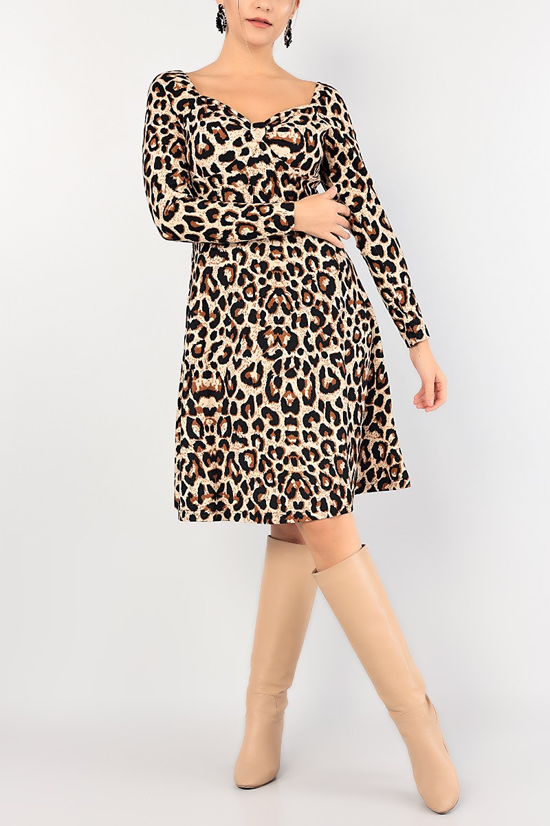 Leopar Pamuk Dokulu Elbise 85694