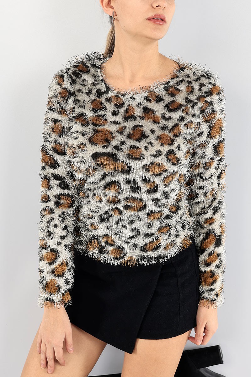 Leopar Sakallı Tasarım Bluz 92541