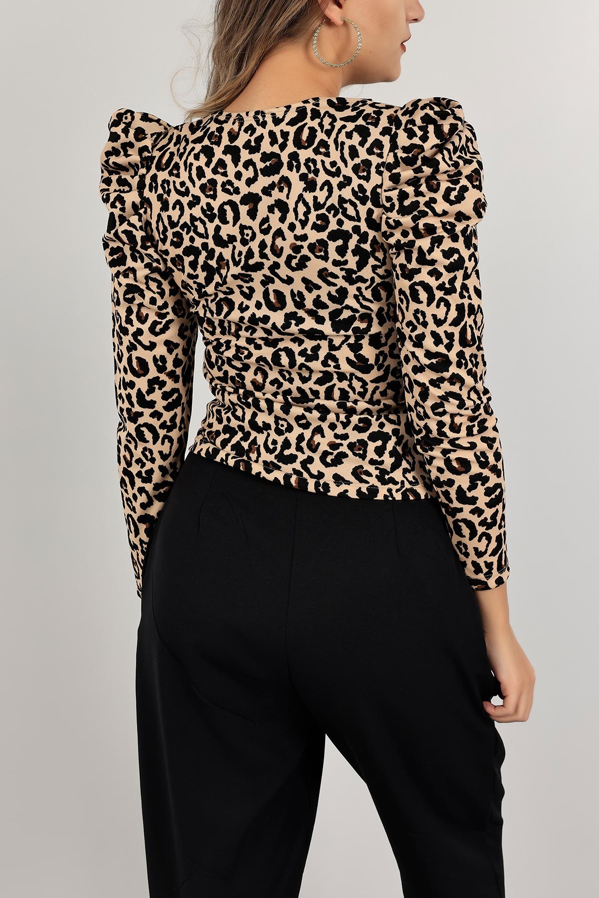 Leopar Vatkalı Prenses Omuz Bluz 142893
