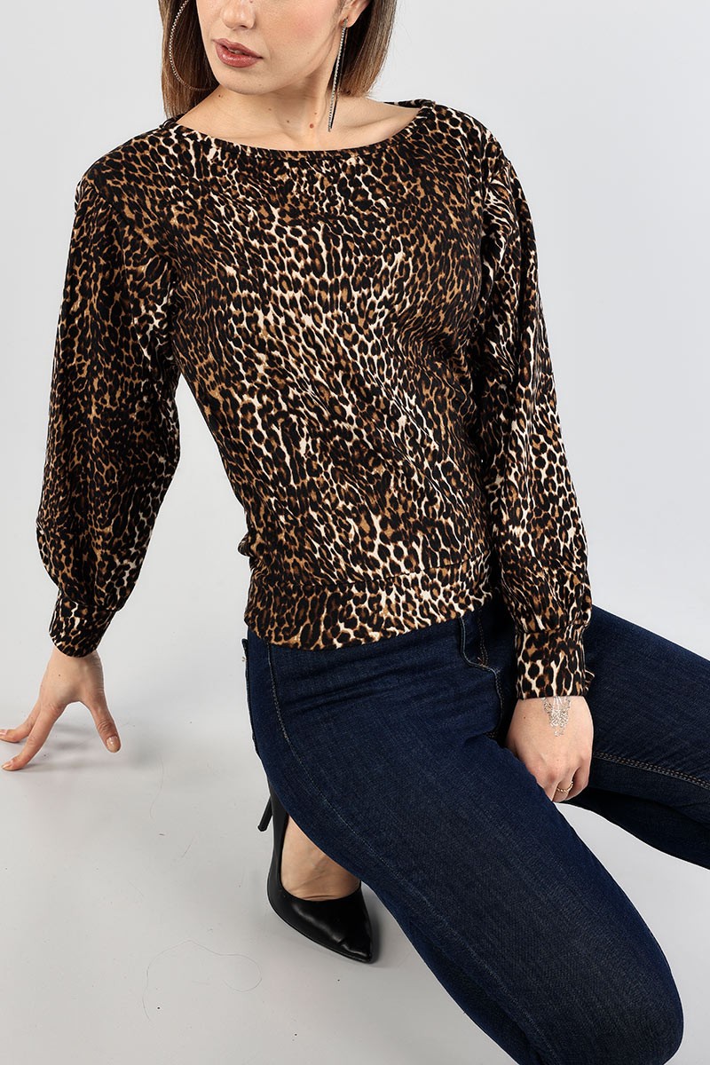 Leopar Yeni Sezon Süet Bluz 89656