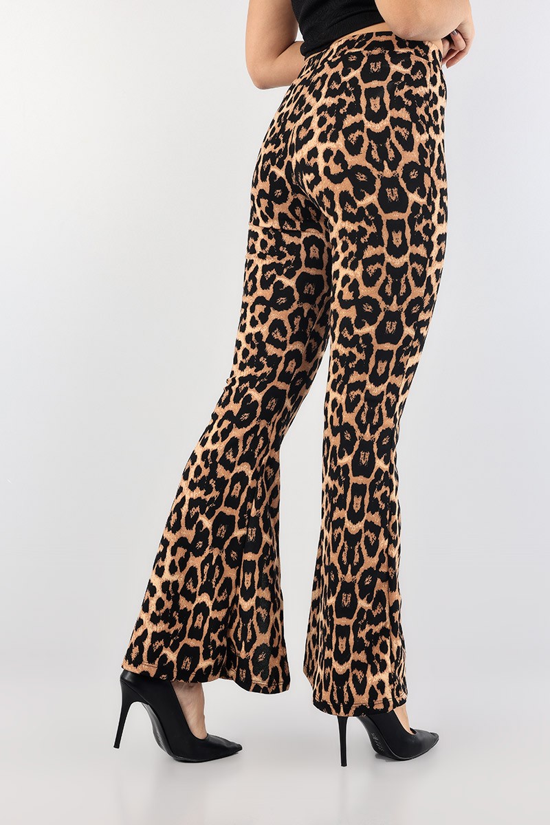 Leopar Yırtmaçlı İspanyol Paça Bayan Pantolon 89112