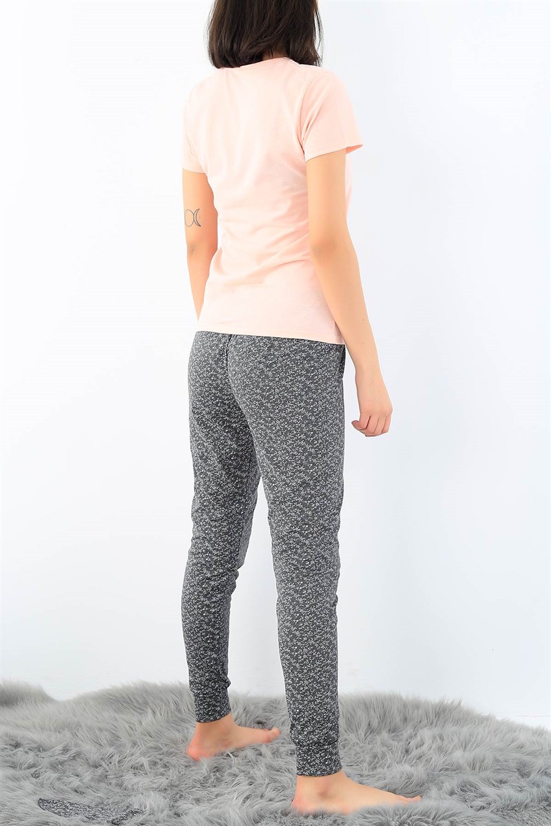 Likralı Baskılı Bayan Pijama Takımı 32323