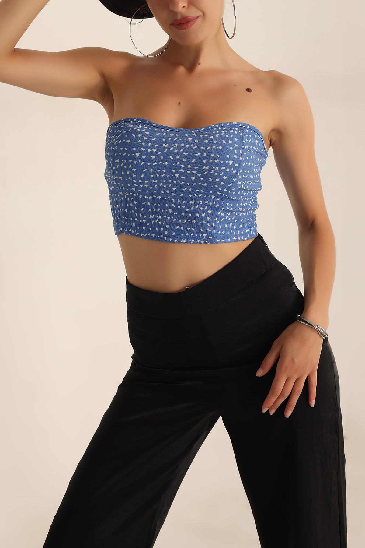 Likralı Desenli Bluz 193879