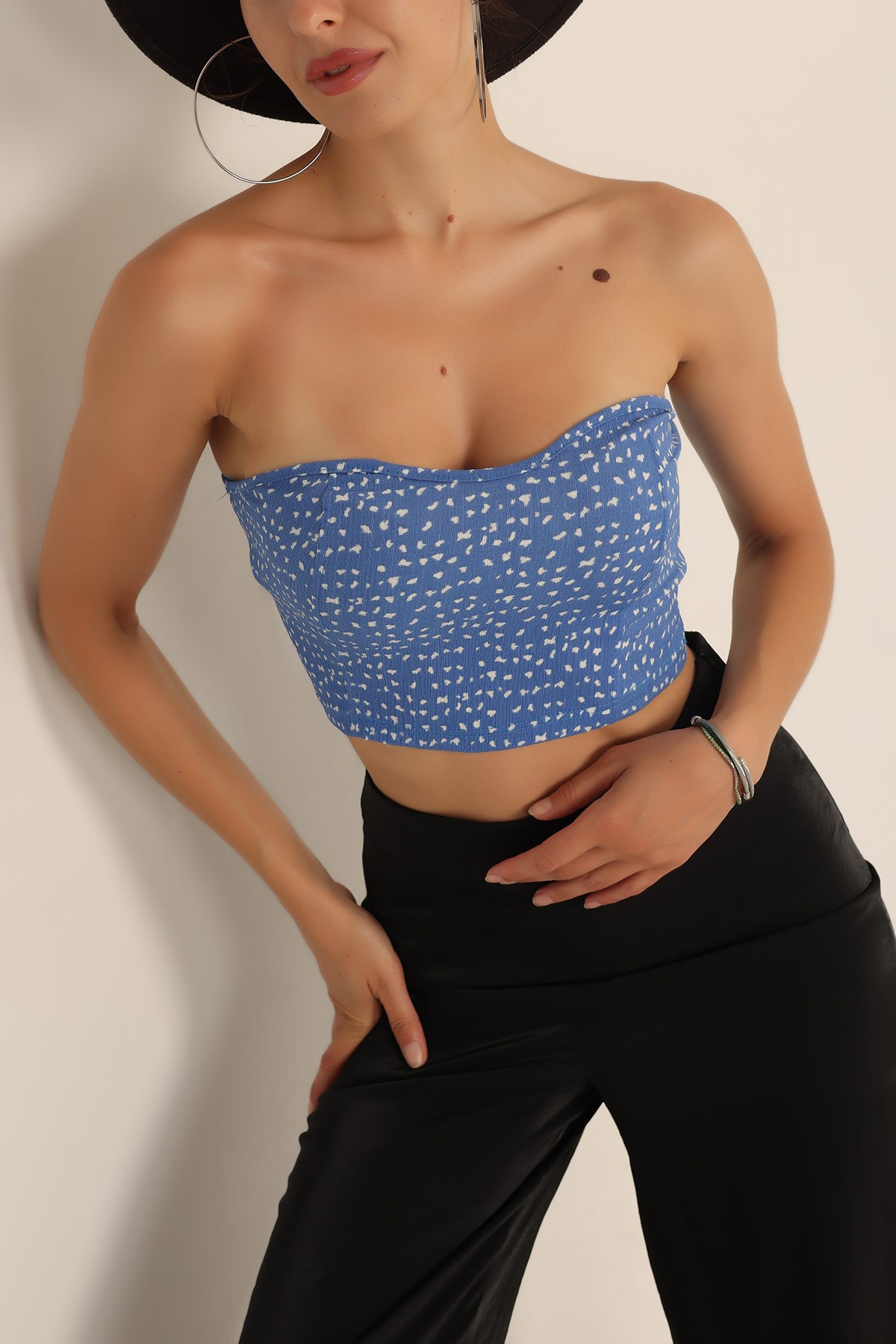 Likralı Desenli Bluz 193879