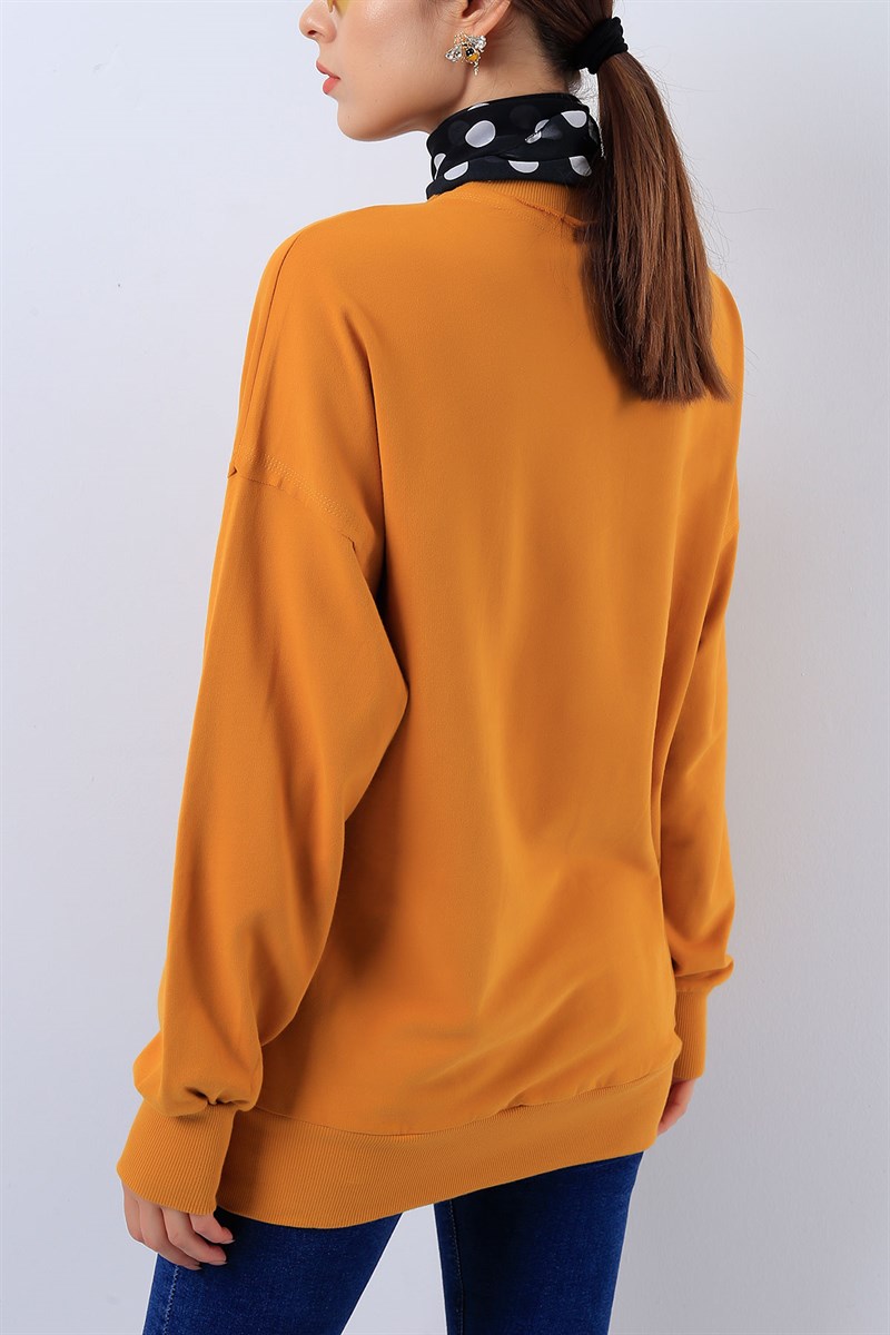 Likralı Hardal Bayan Sweat 17328B