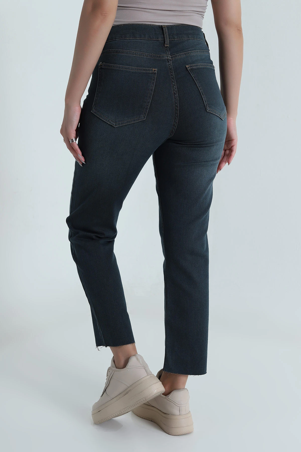 Likralı Lazer Paça Kadın Kot Pantolon 481904