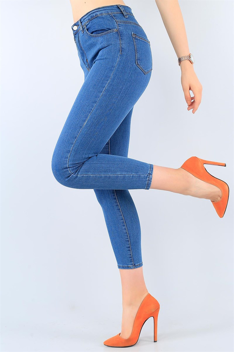Likralı Mavi Bayan Kot Pantolon 38496