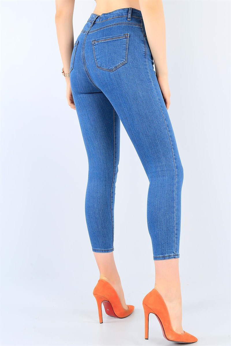 Likralı Mavi Bayan Kot Pantolon 38496
