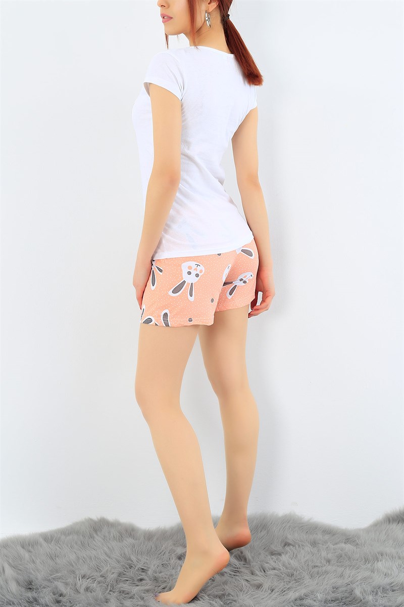 Likralı Pudra Bayan Pijama Takımı 31312