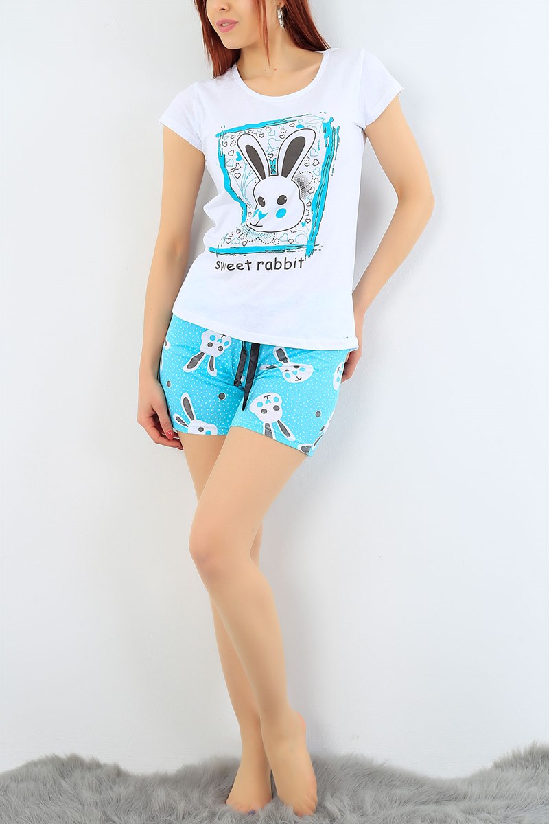 Likralı Su Yeşili Bayan Pijama Takımı 31311