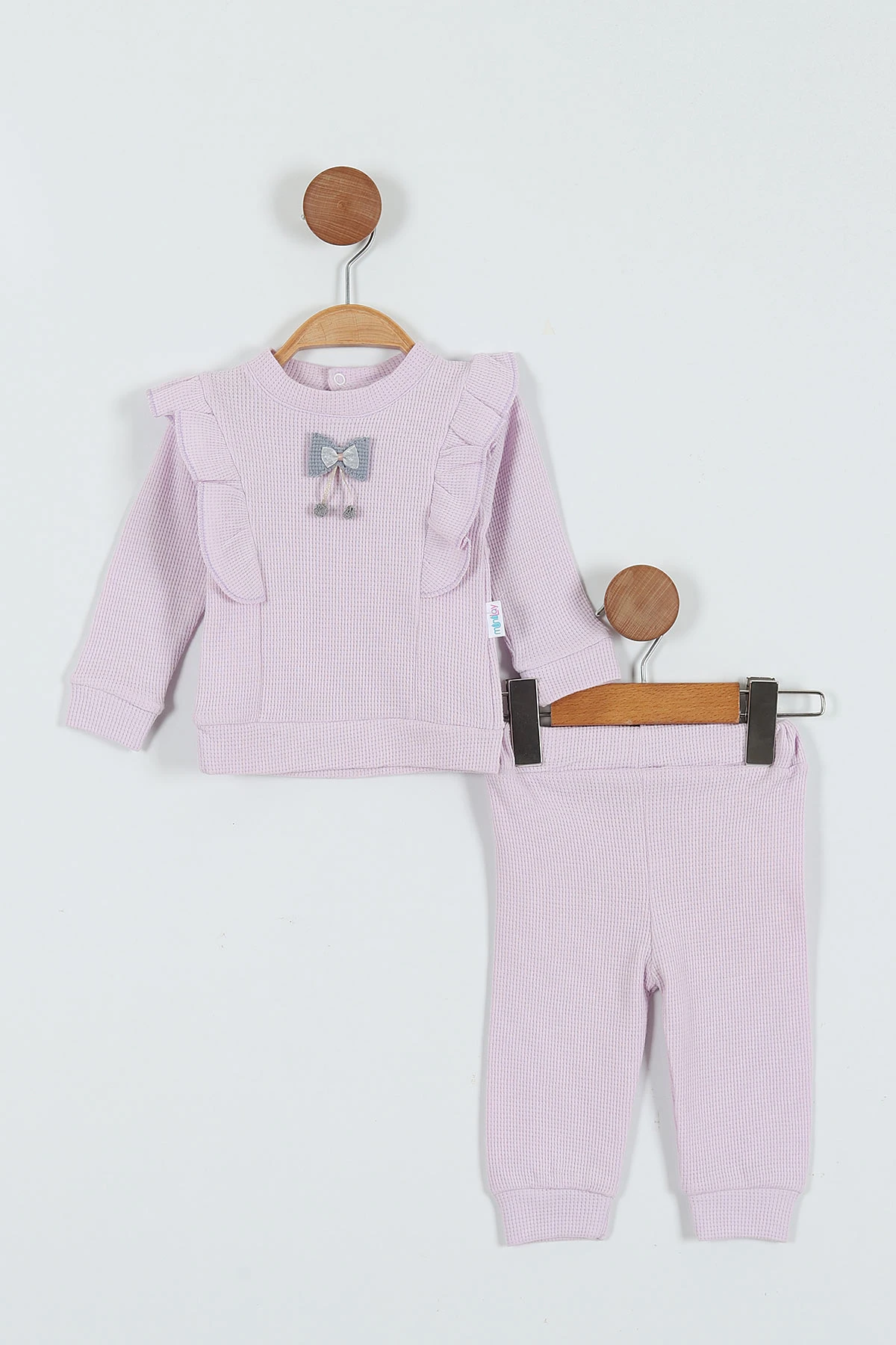 Lila (0-12 Ay) Fiyonklu Fırfırlı Kız Bebek Takım 288918