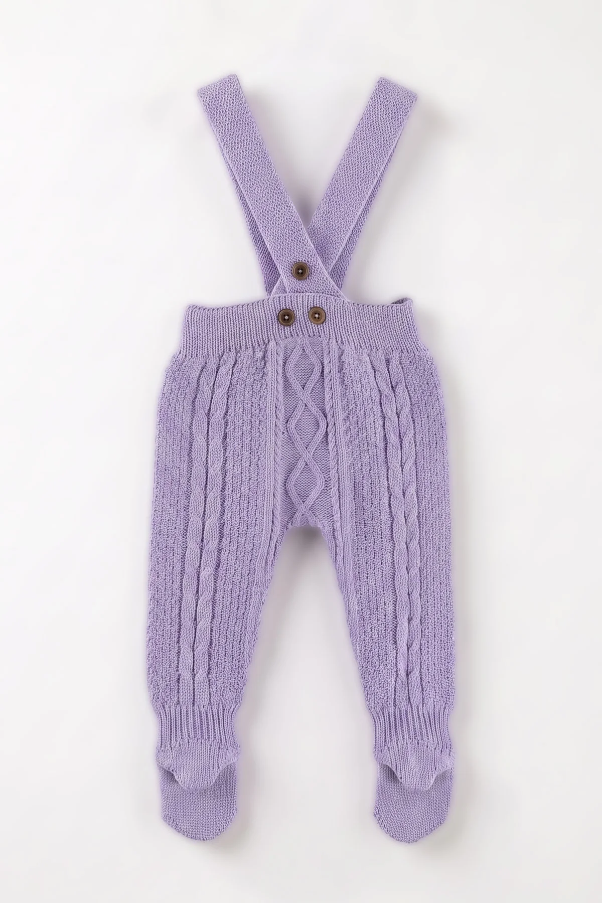 Lila (0-12 Ay) Örgülü Ayaklı Kız Bebek Triko Salopet 474325