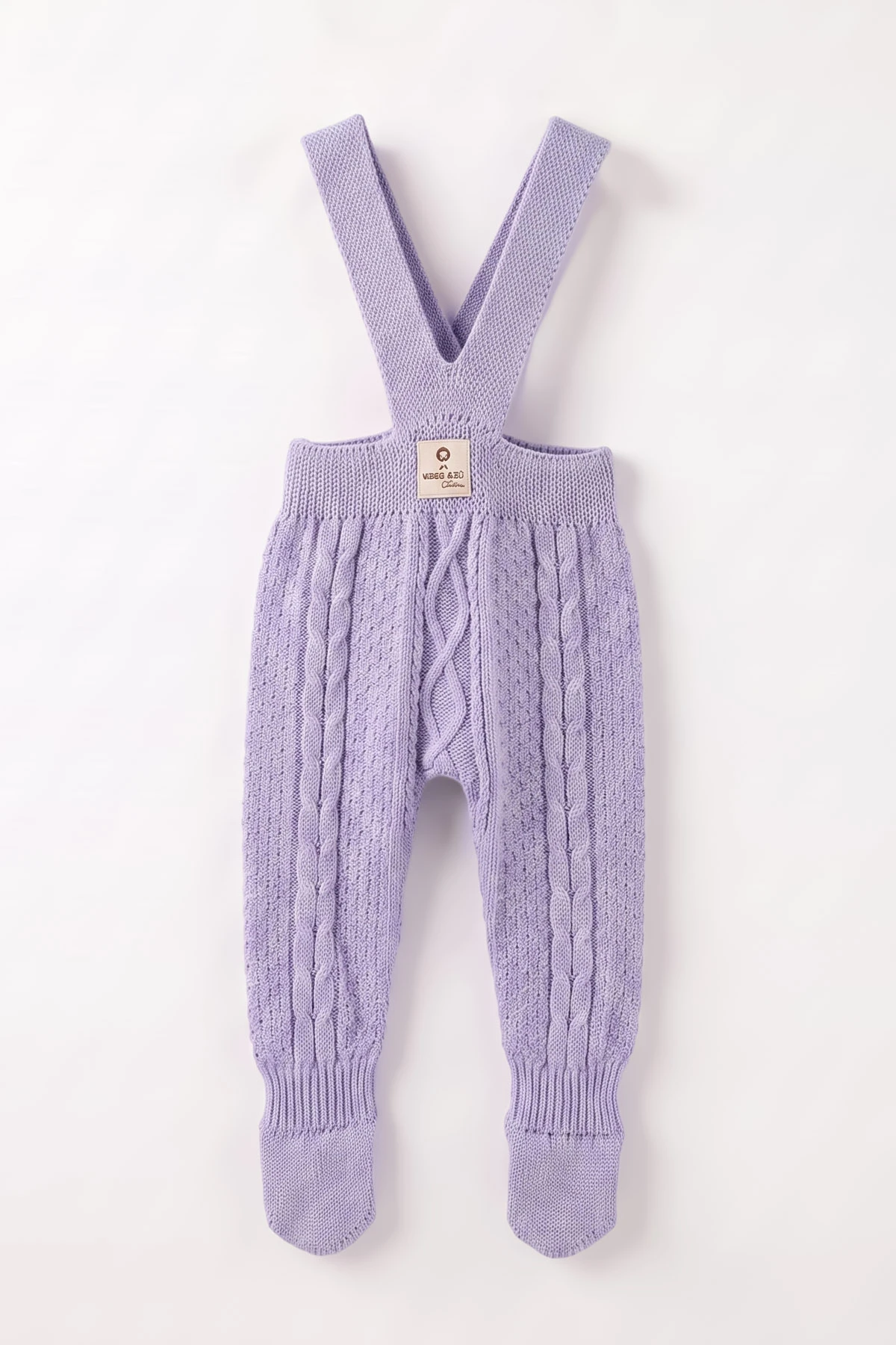 Lila (0-12 Ay) Örgülü Ayaklı Kız Bebek Triko Salopet 474325