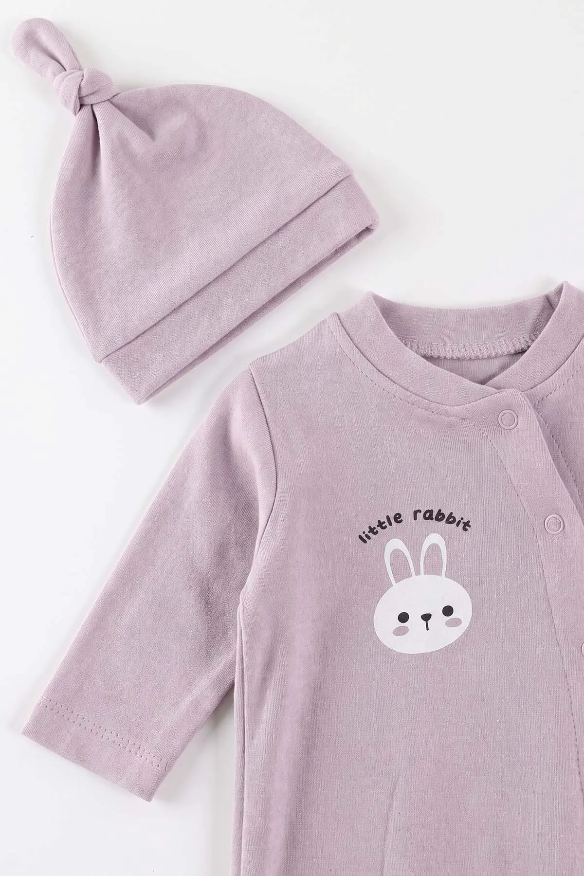 Lila (0-3 Ay) Anımals Baskılı Raporlu ve Şapkalı 2'li Kız Bebek Tulum 492625