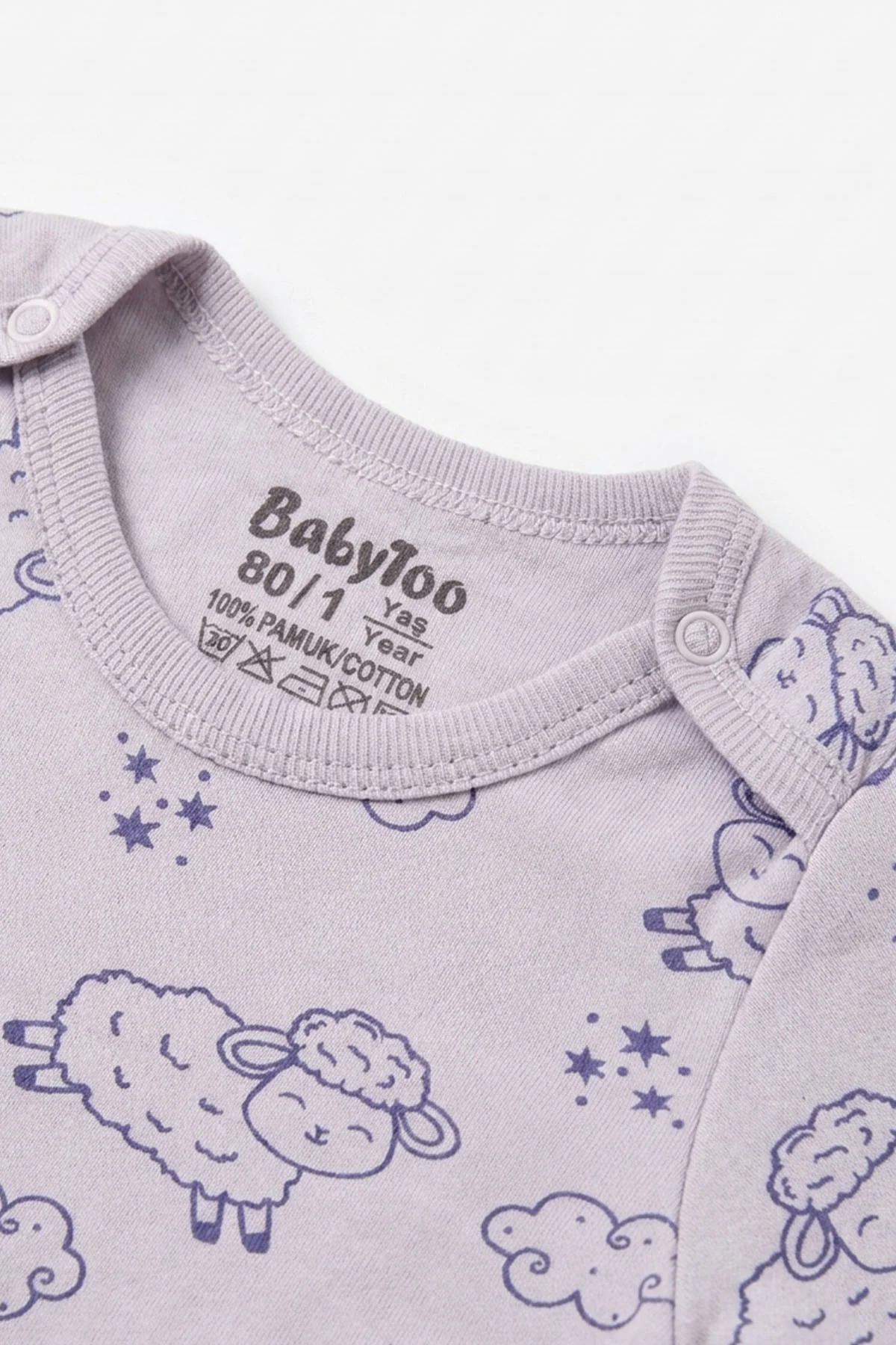 Lila (0-3 Yaş) Kuzu Desenli Uzun Kol Bebek &Çocuk Çıtçıtlı Badi 482400