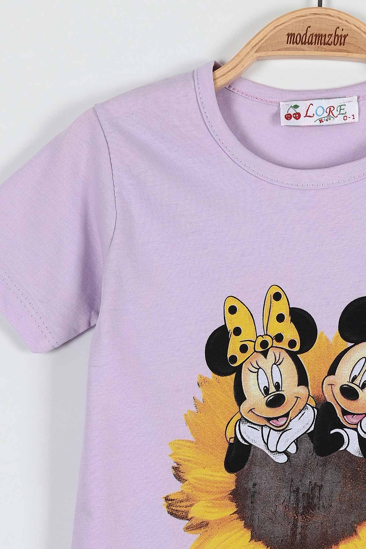 Lila (0-4 Yaş) Ay Çiçeği Fare Baskılı Kız Bebek Tişört 185137