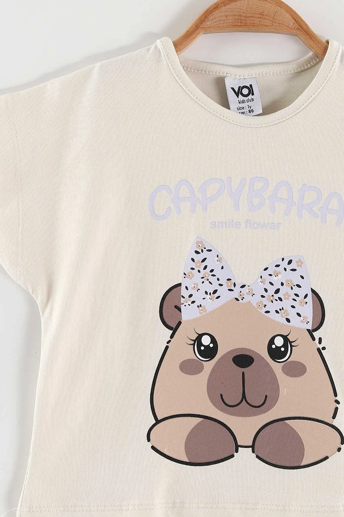 Lila (0-4 Yaş) Capybara Baskılı Tişörtlü Şortlu Süprem Kız Çocuk Yazlık Takım 461128