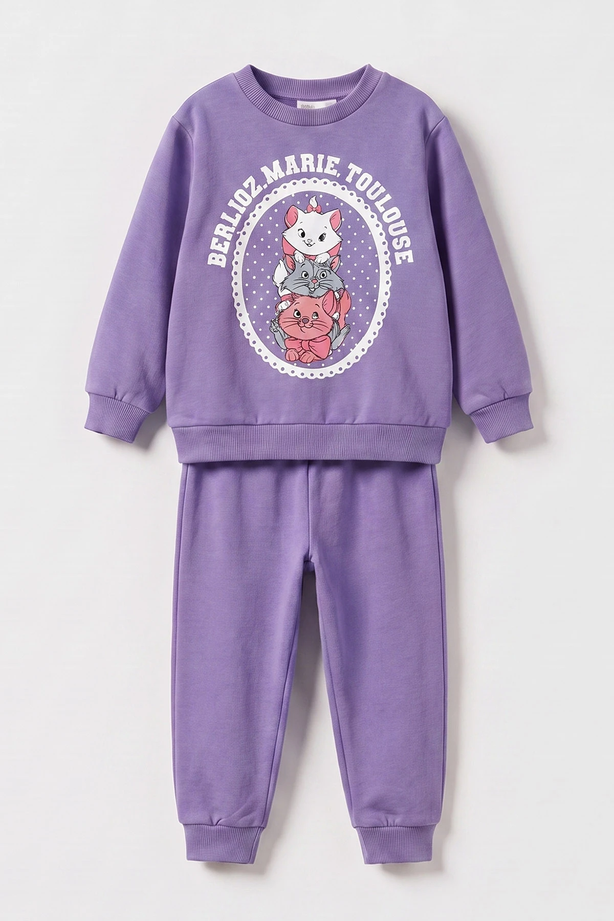 Lila (0-4 Yaş)  Kedicikler Baskılı 2 İp Kız Bebek&Çocuk Mevsimlik Takım 481085