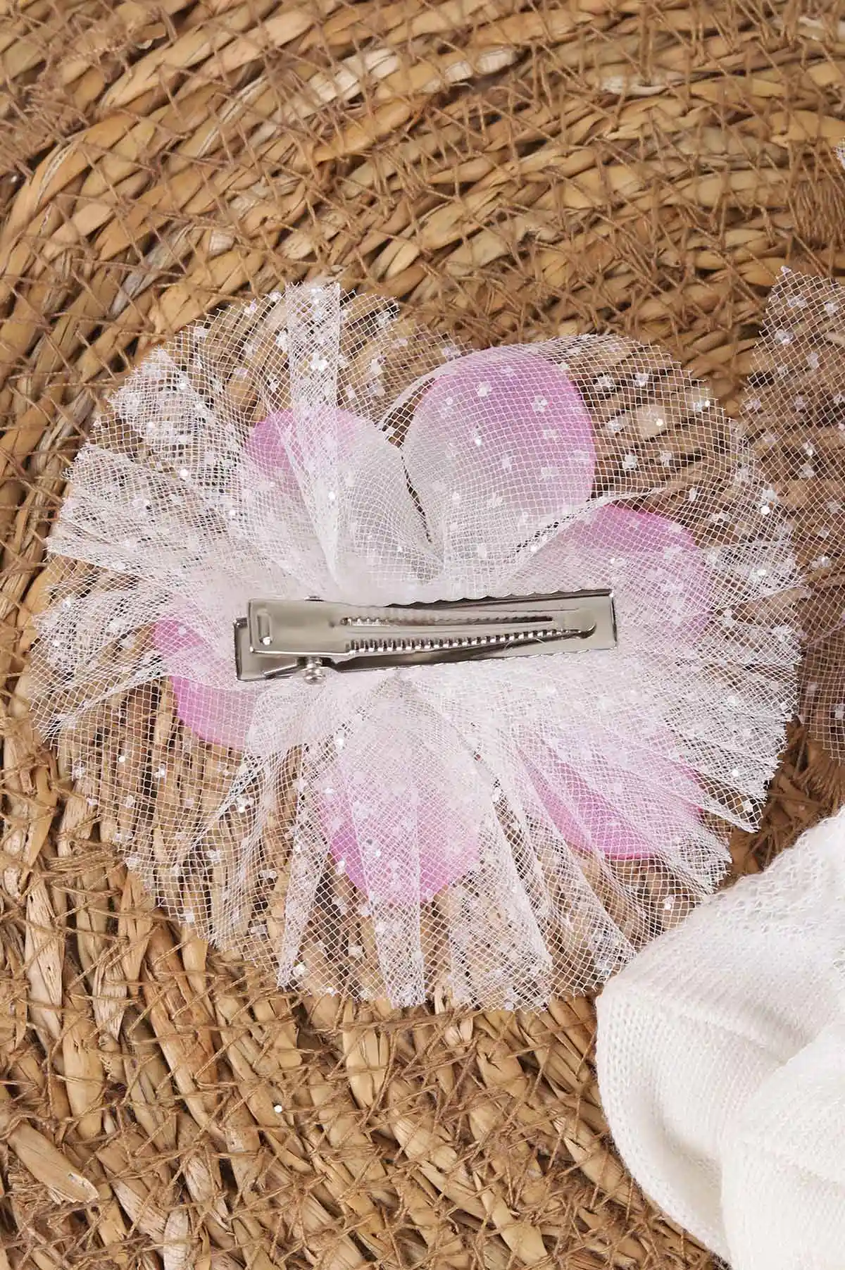 Lila (0-6 Ay)Çiçek Üzeri Taşlı Tüllü Kız Bebek Çorap 467387