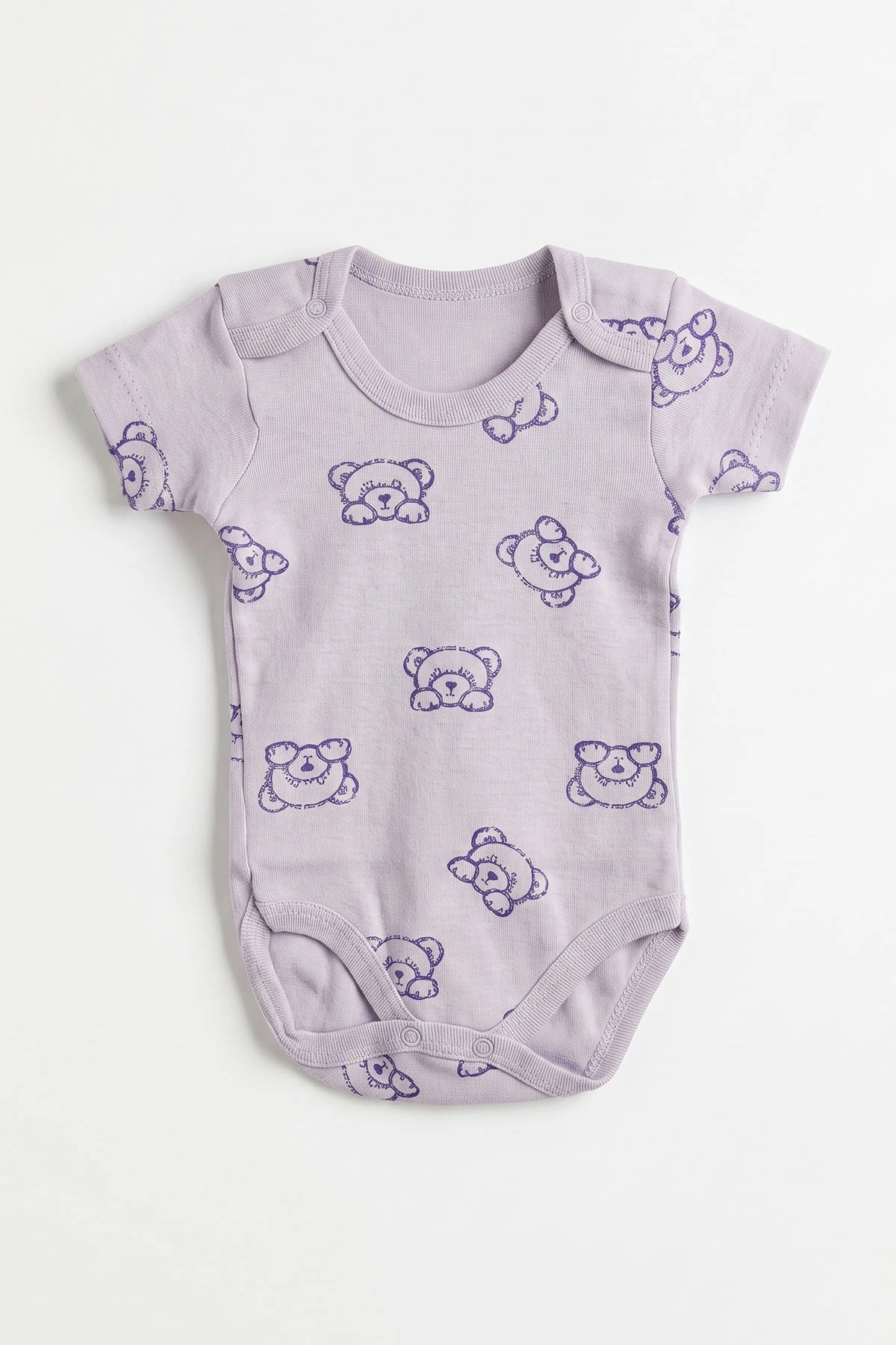 Lila (0-9 Ay) Ayı   Desenli     Bebek Çıtçıtlı Badi 482344