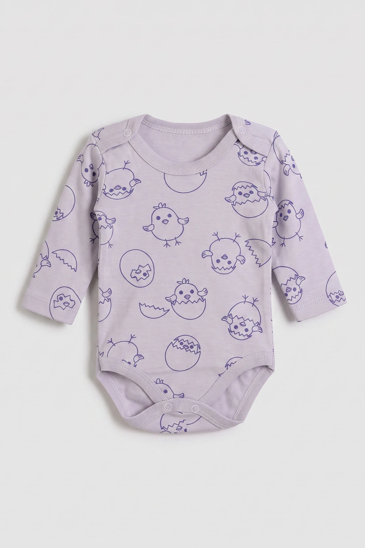 Lila (0-9 Ay) Civciv Desenli Bebek Çıtçıtlı Badi 482315