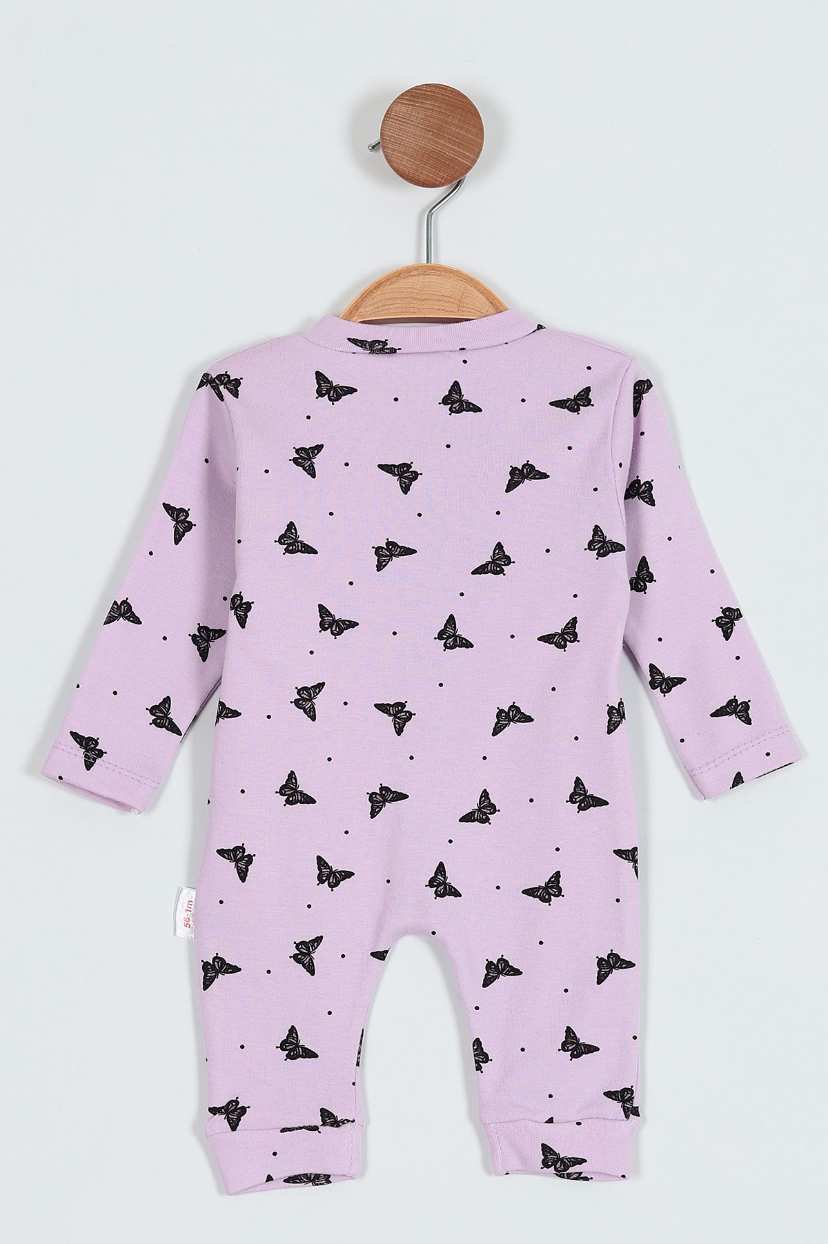 Lila (0-9 Ay) Kelebek Baskılı Çıtçıtlı Kız Bebe Tulum 203441