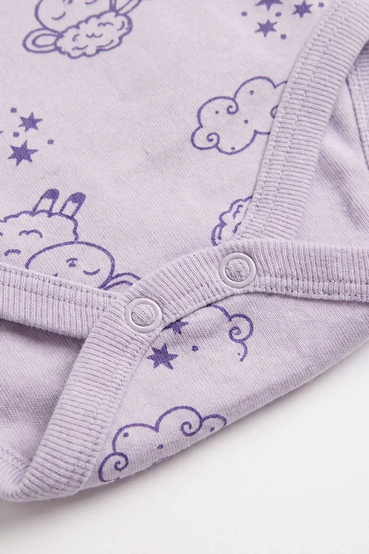 Lila (0-9 Ay) Kuzu Desenli Bebek Çıtçıtlı Badi 482291