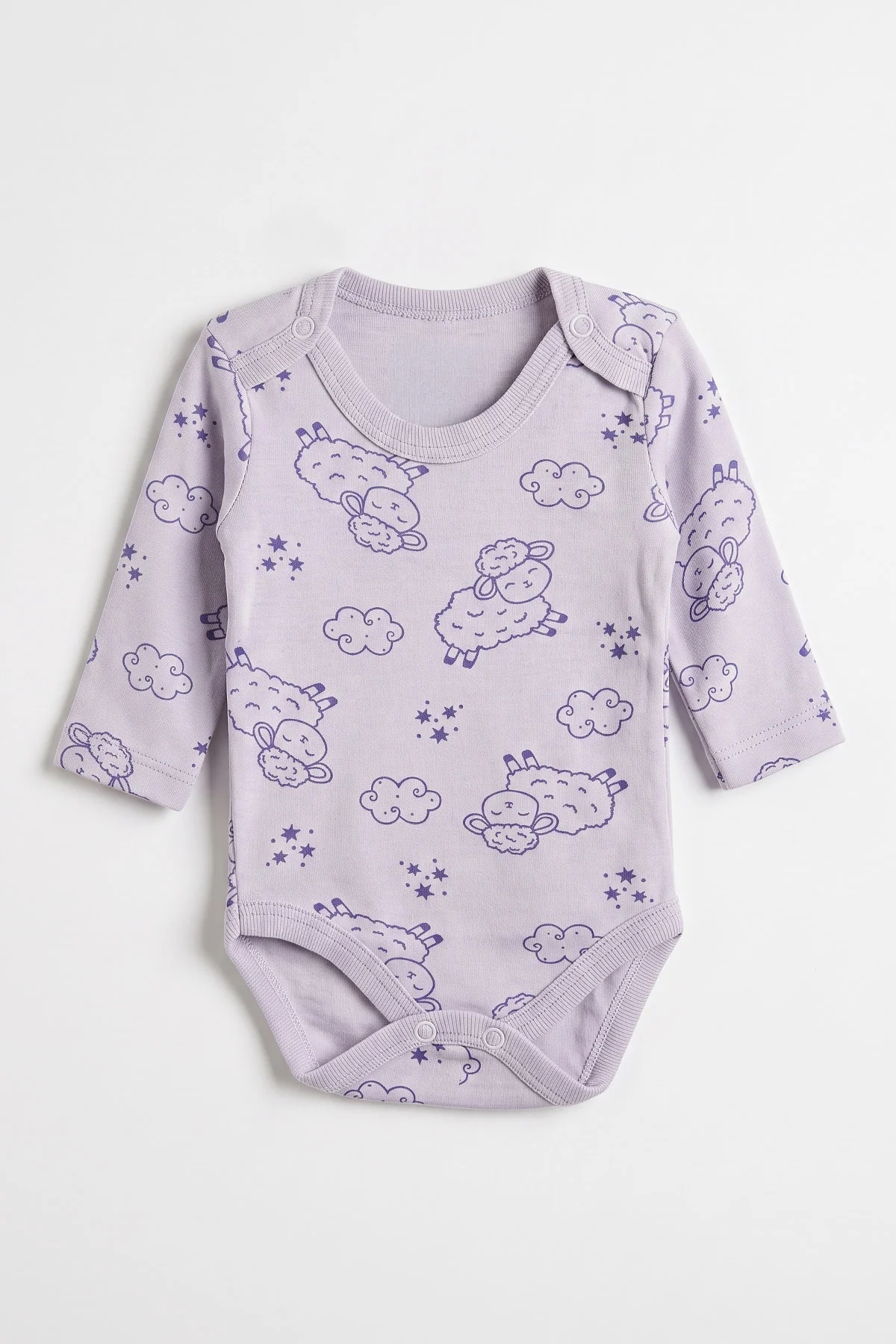 Lila (0-9 Ay) Kuzu Desenli Bebek Çıtçıtlı Badi 482291