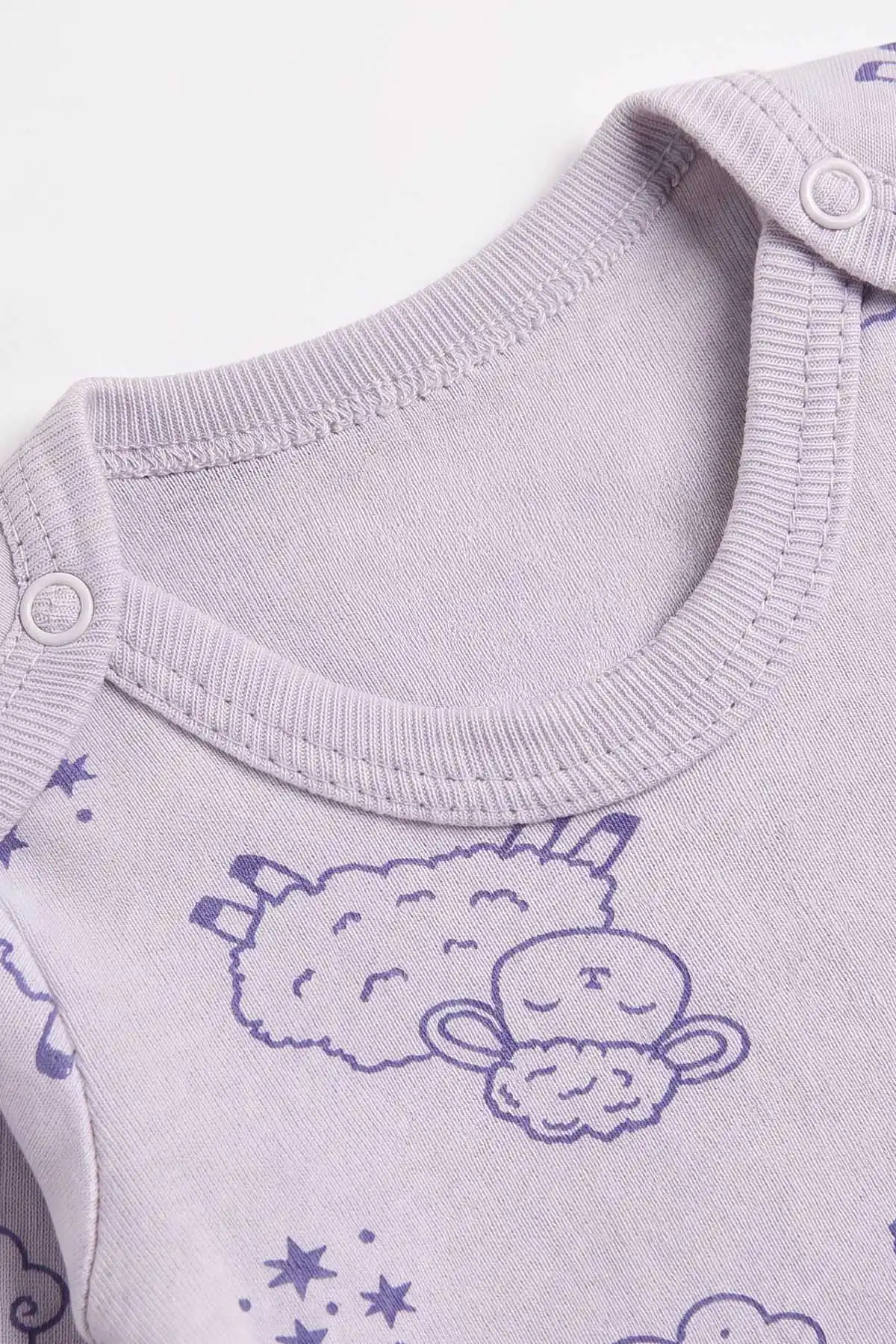 Lila (0-9 Ay) Kuzu Desenli Bebek Çıtçıtlı Badi 482291